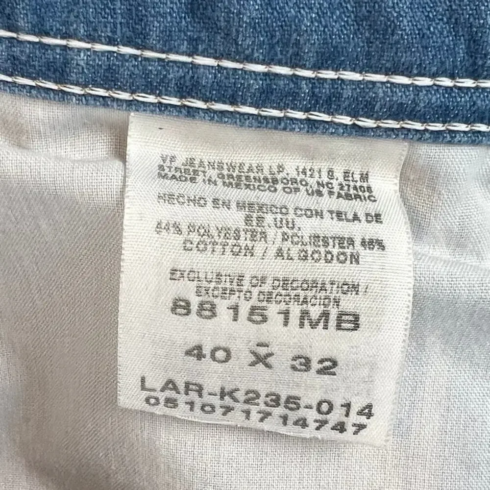 Vtg Wrangler Jeans VF Jeanswear Mens 40x32 Denim Pants‎ Jeans Light Wash 70s